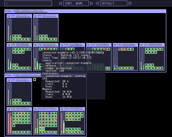 kube-ops-view is a read-only system dashboard which gives you a bird’s-eye view for multiple Kubernetes clusters