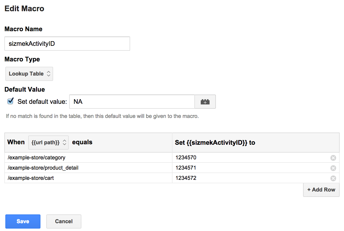 GTM lookup table macro for Sizmek activity tag