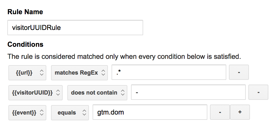 Visitor UUID GTM tag firing rule